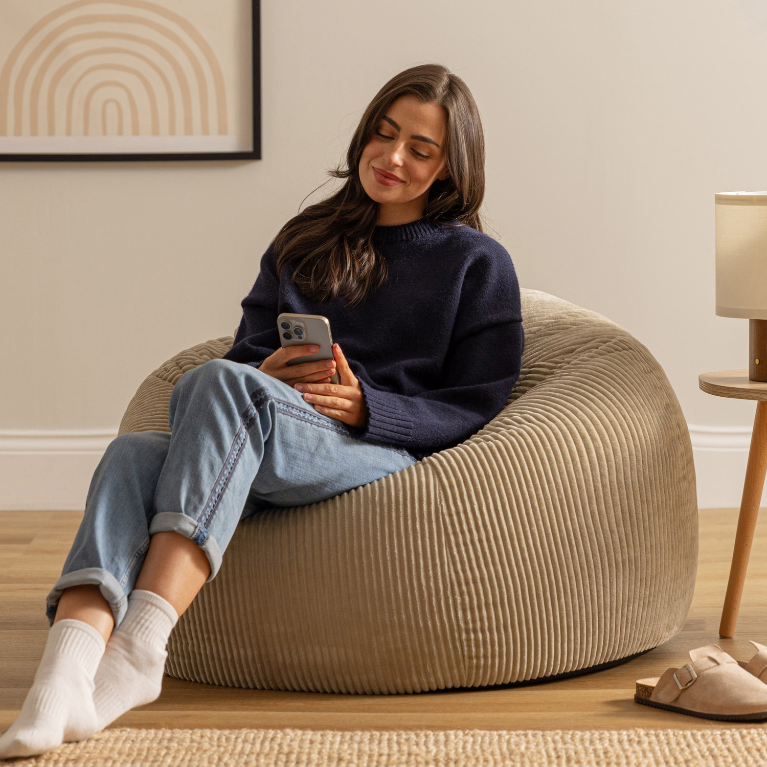 Icon Kingston Classic Beanbag, Corduroy 2 Pack - Natural