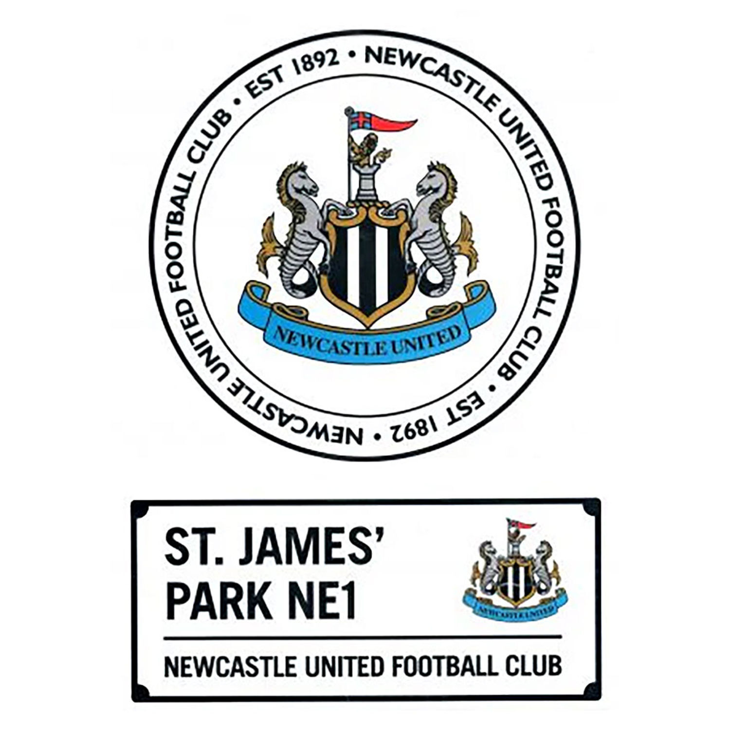Newcastle United Fc A4 Car Decal (Pack Of 2) - Black/White/Red/Blue