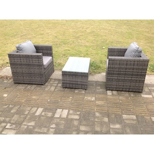 Rattan Garden Furniture Chairs Oblong Coffee Table Set