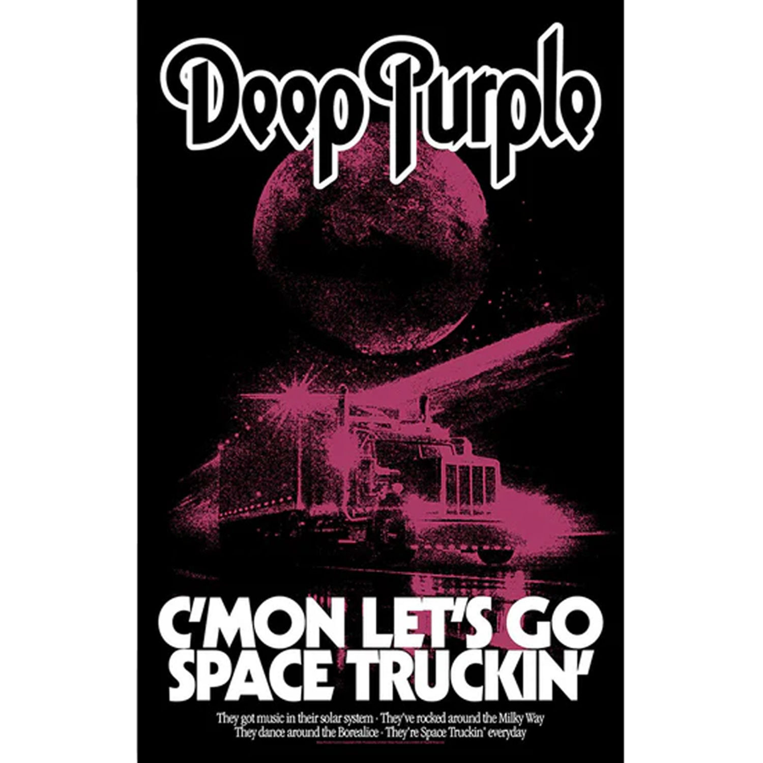 Deep Purple Space Truckin Textile Poster - Black/Purple/White