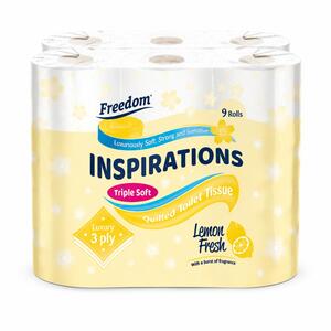 Freedom Lemon Toilet Paper 45 Rolls with Kitchen Towels 24 Rolls
