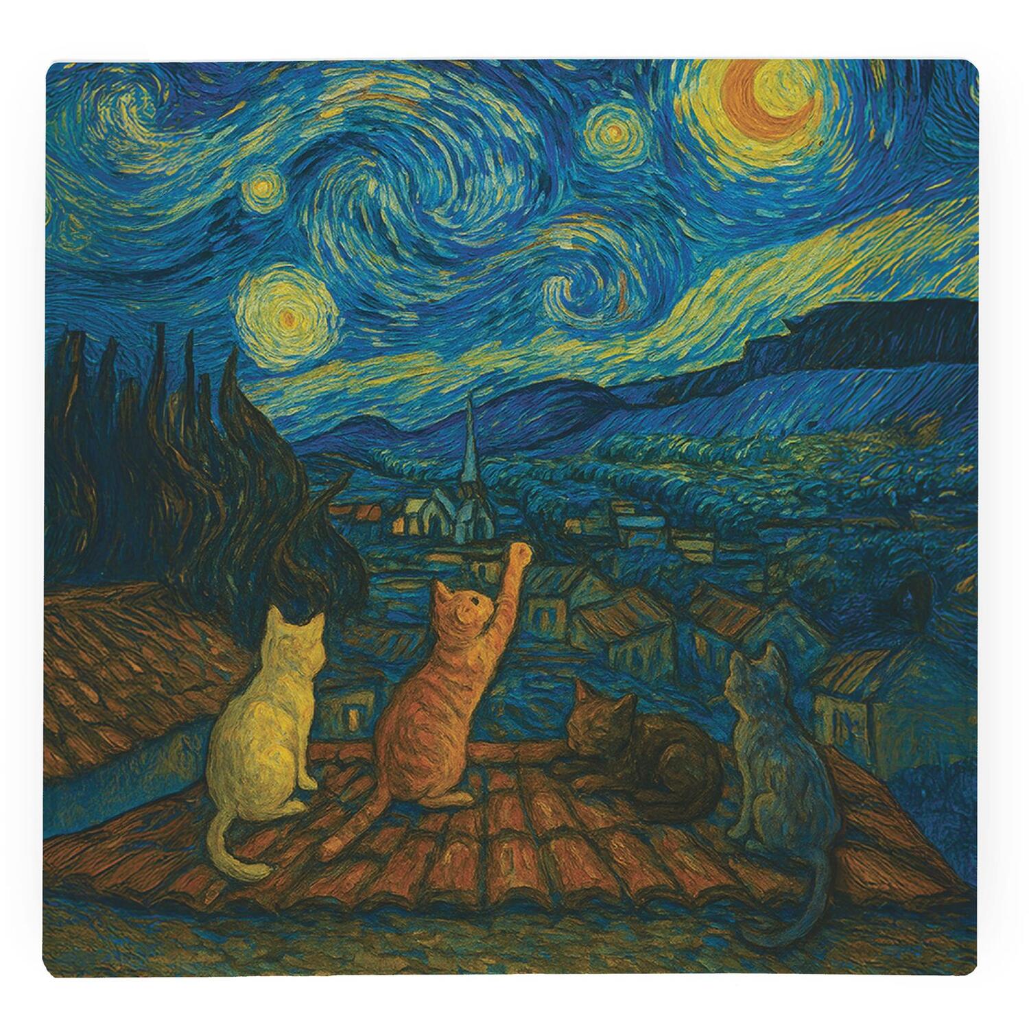 Image of Van Gogh Starry Night Cats Large&hellip;