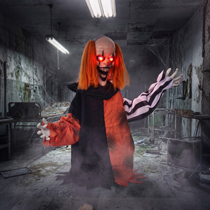 HOMCOM Animated Halloween Clown with Face Changing Animatronics
