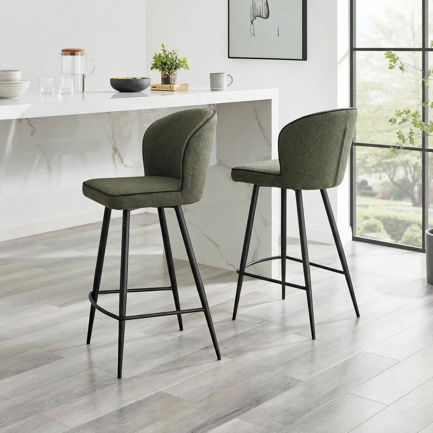 Furnitureboxuk 2X Catriona Grey Fabric Bar Chairs - Grey