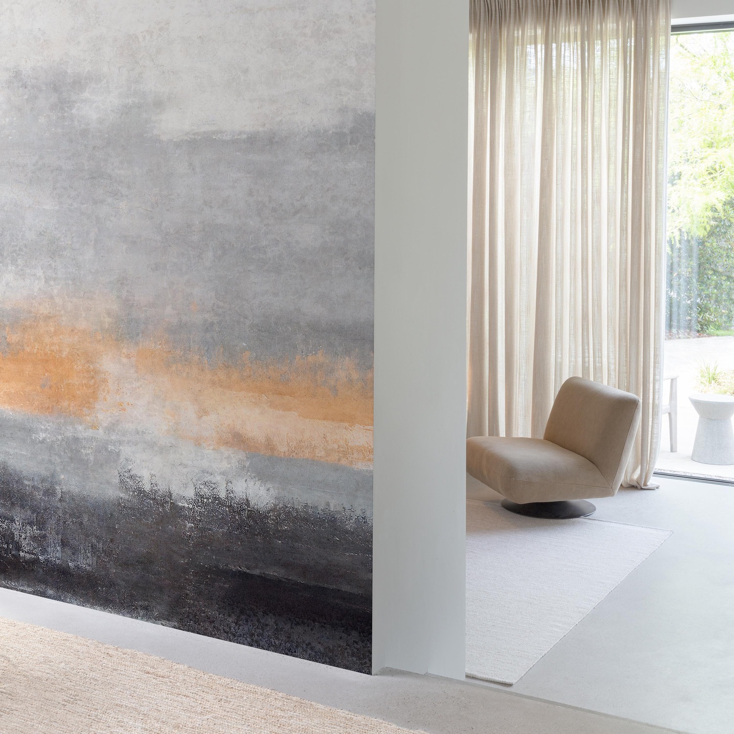 Grandeco Nevada Moody Sunset 3 Lane Repeatable Wallpaper Mural - Grey