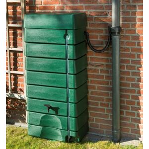 276 Litre Green Wall-Mounted Rain Tank with Rain Trap Downpipe Connector