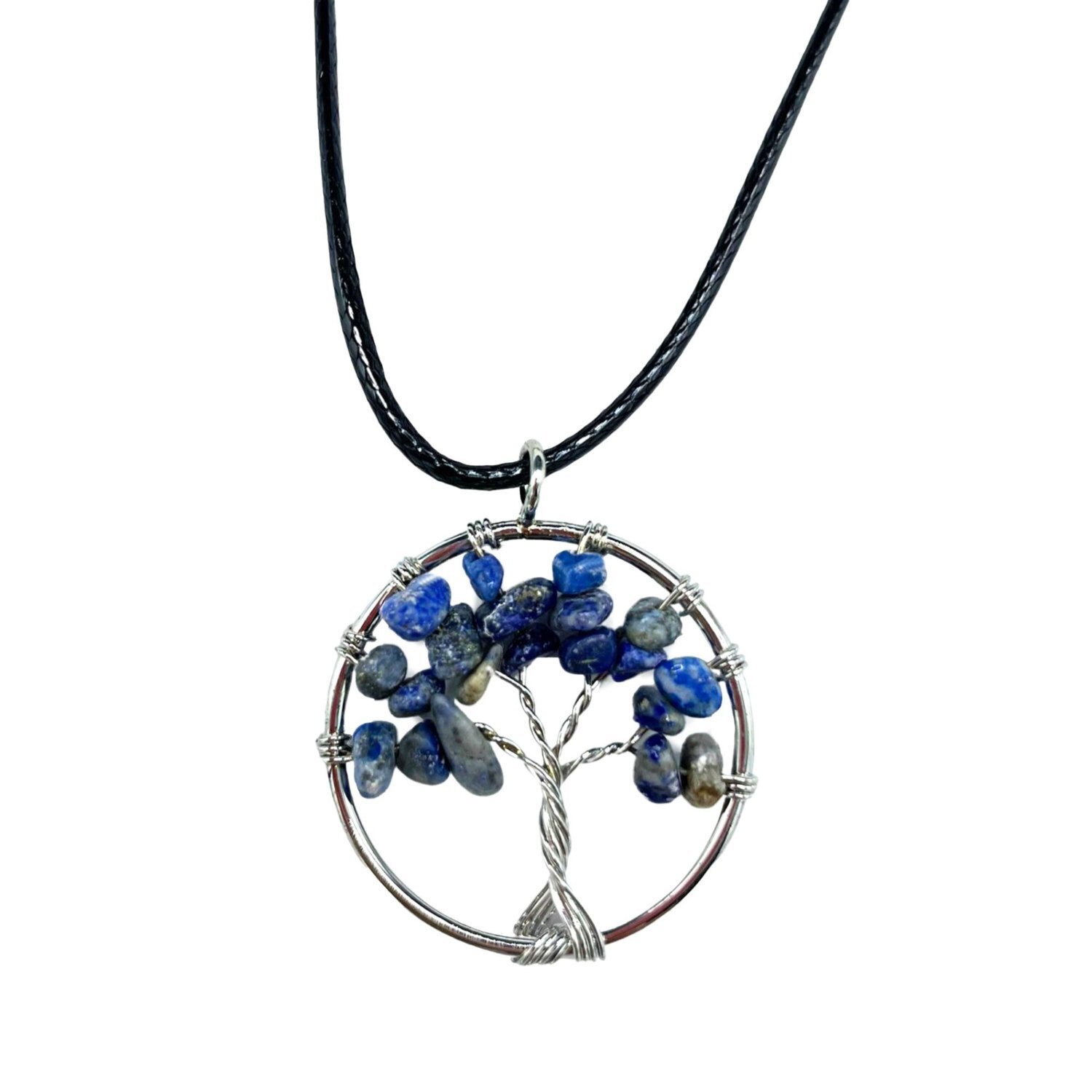 Tree of Life Pendant in Sodalite for Wisdom, Calming, Energy - Blue