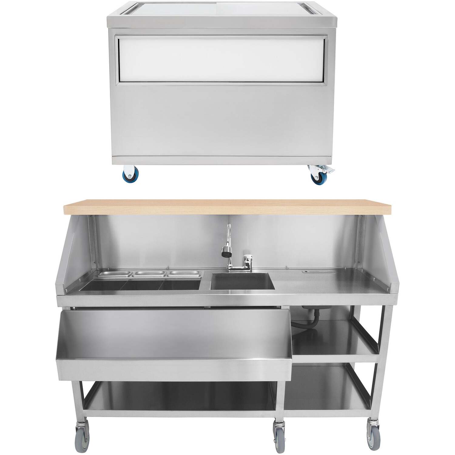 Monstershop Mobile Cocktail Bar Station & Ice Cart – 1000mm in Silver - Image 2