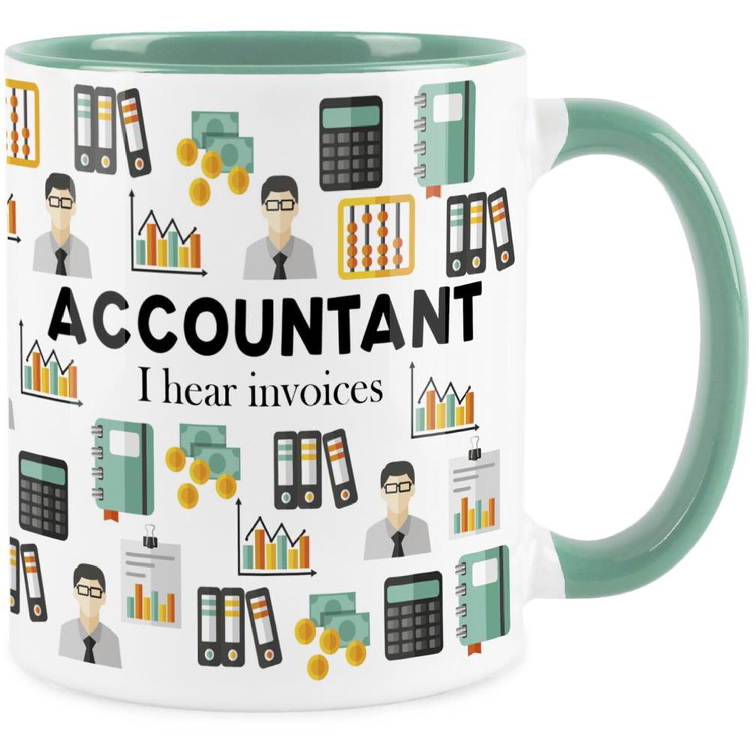 Purely Home Novelty Accountant Turquoise Mug - Coffee/Tea Ceramic Cup Gift - Turquoise