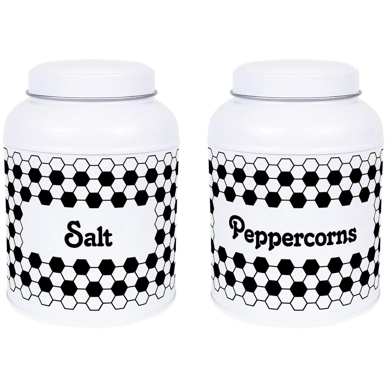 Purely Home Hexagon Tiles Snacks Canister - Small Domed Lid Kitchen Storage Jar - Salt & Peppercorns / 220G