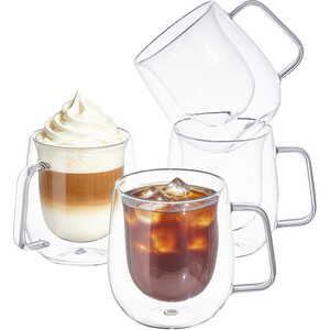 Eden & Willow Set of 4 Double Walled Borosilicate Glass Coffee Mugs