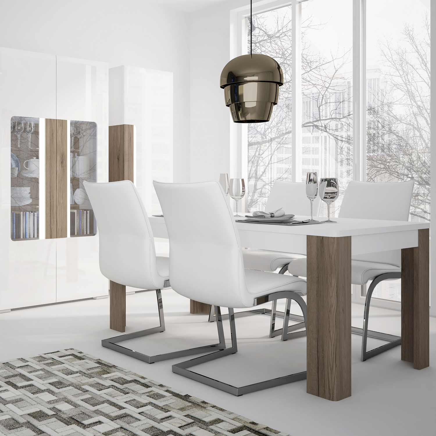 Furniture To Go Toronto Dining Table 160X90cm - White & Oak - Image 1