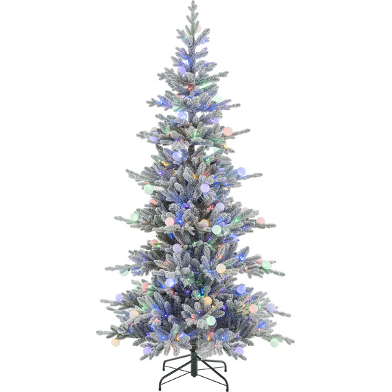 Aurora Winter Glow Flocked White Multi-Colour Christmas Tree - 6FT
