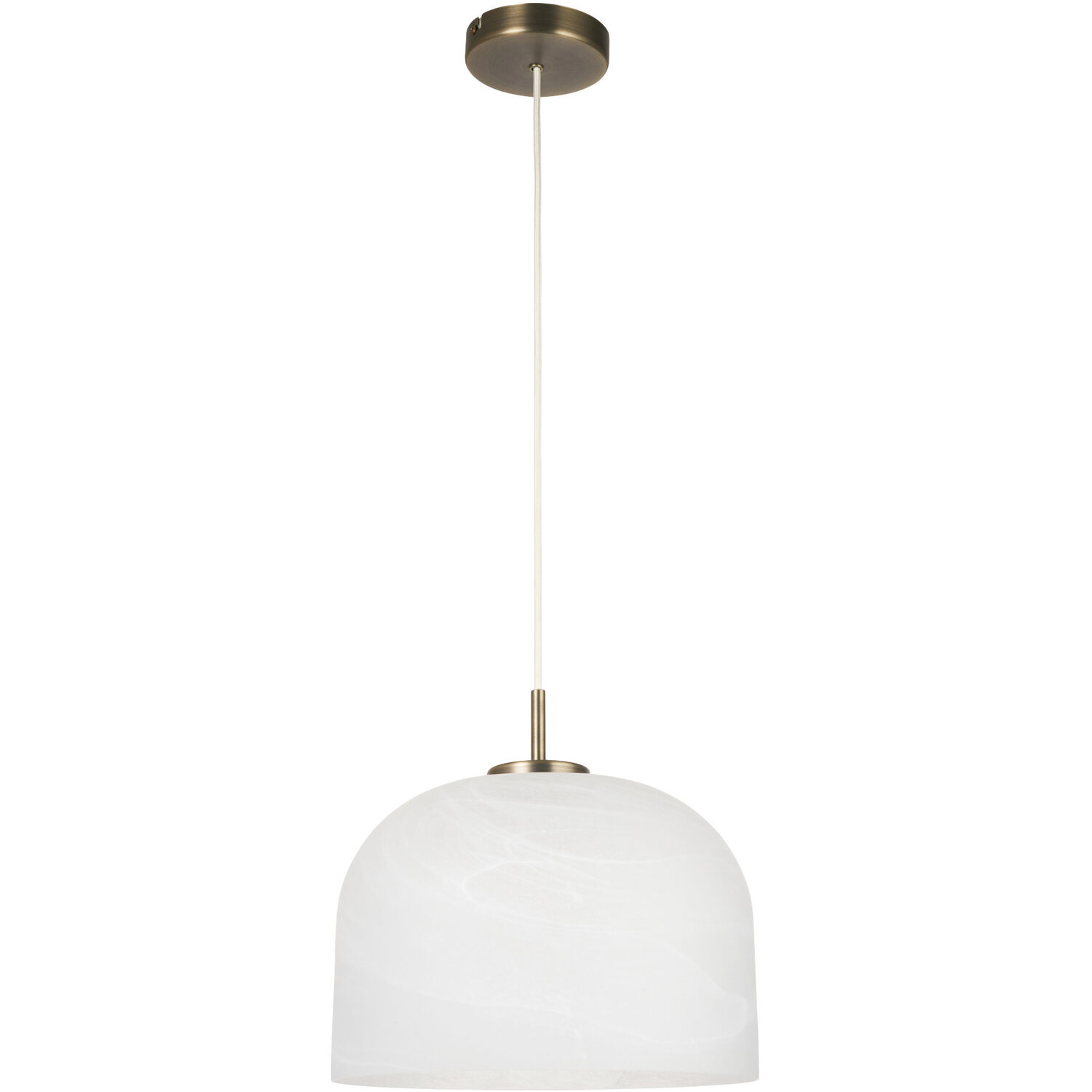 First Choice Lighting Oberon Ceiling Single Pendant Light - Matt Antique Brass Plate And Alabaster White Glass