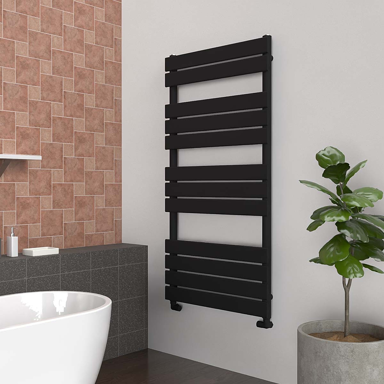 Lux Heat Flat Towel Radiator-Black-1200Mm X 600Mm - Black - Image 2