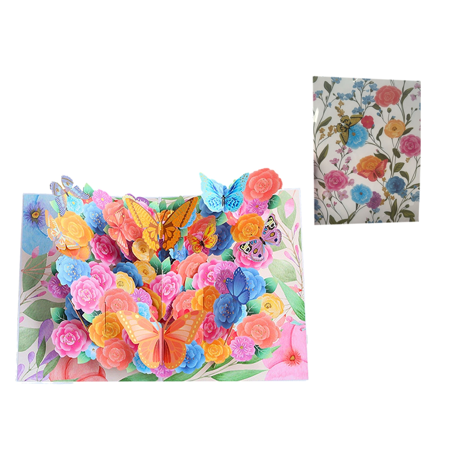 Brightfeel Fluttering Butterflies Floral 3D Pop Up Greeting Card - White
