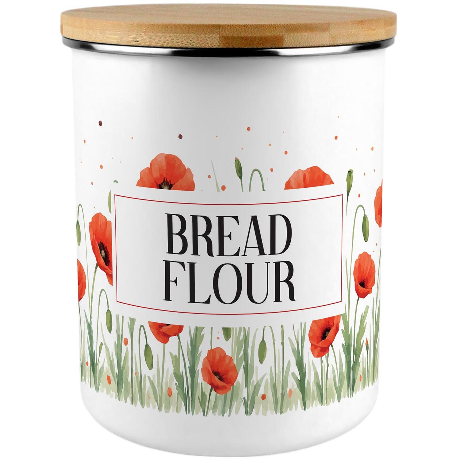 Large Floral Bread Flour Canister - Poppies Print Homeware Gift - Image 2