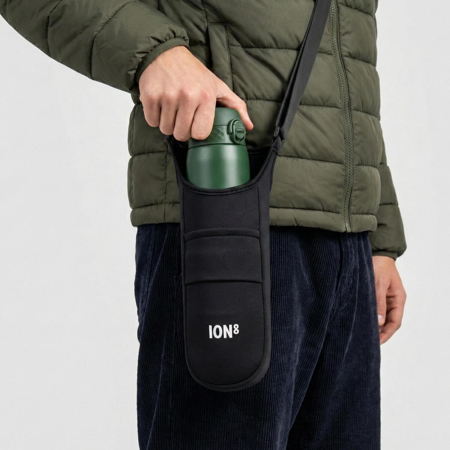 Ion8 Water Bottle Carrier, Fabric, One Size - Black