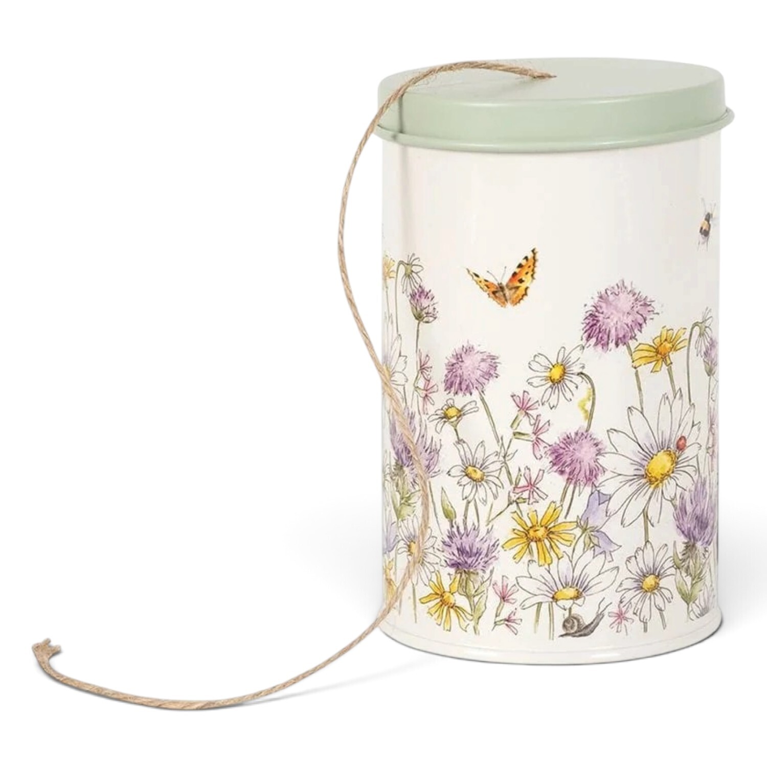 B&Q -  Floral Bee Gardening String Storage TinSmall Gloss Metal Tin With Lid And Included String12 X 7.5 X 7.5 Cm - Image 3