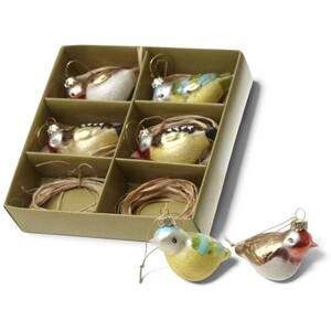 Assorted Birds Glass Christmas Decorations
