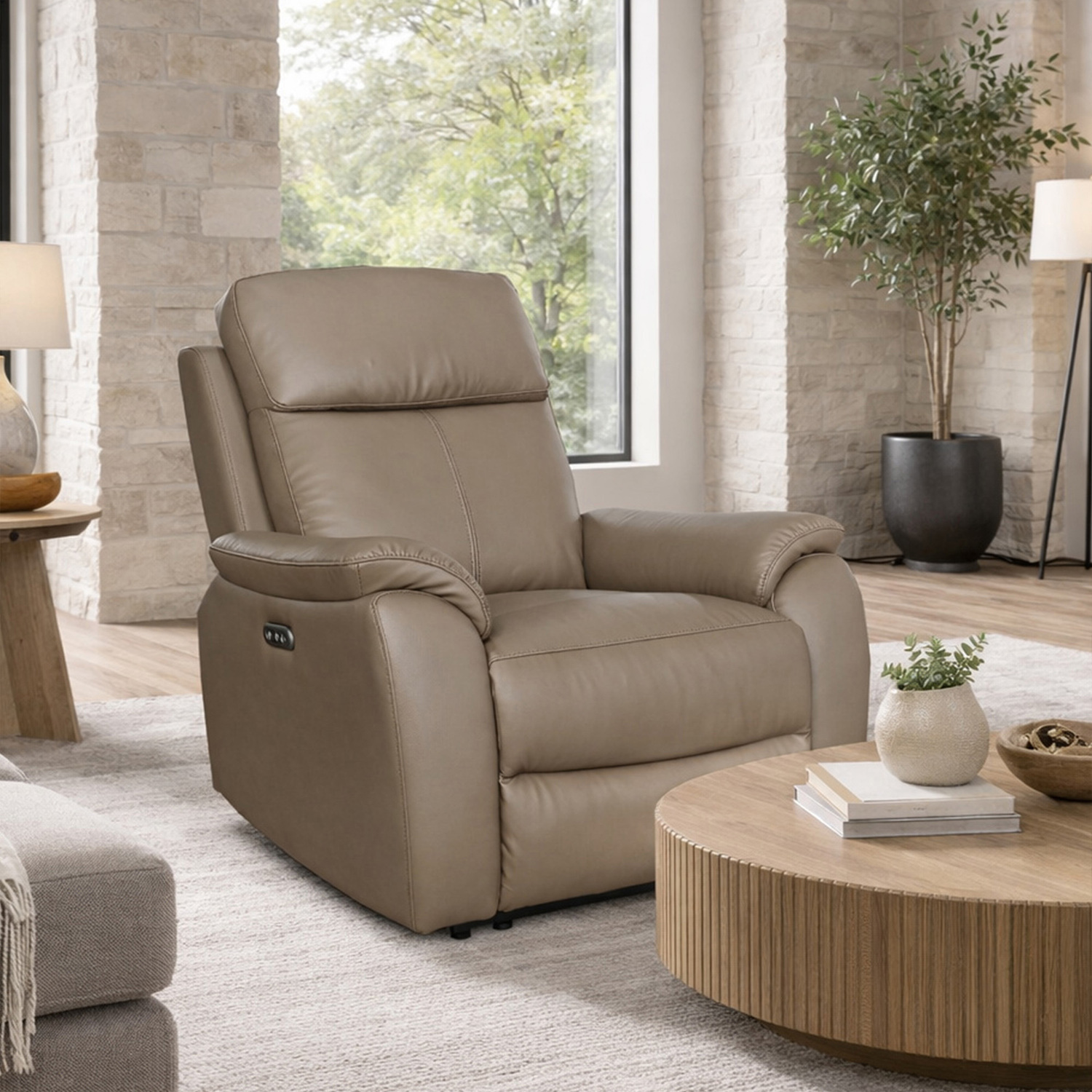 Aspire Furniture Unisex Mushroom Kingsmere Power Recliner Armchair - Image 2