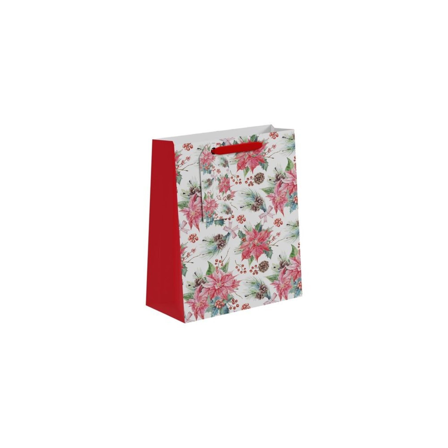 Kdmd Unisex Red Christmas & Poinsettia Gift Bag Medium 6 Pack In - Image 2