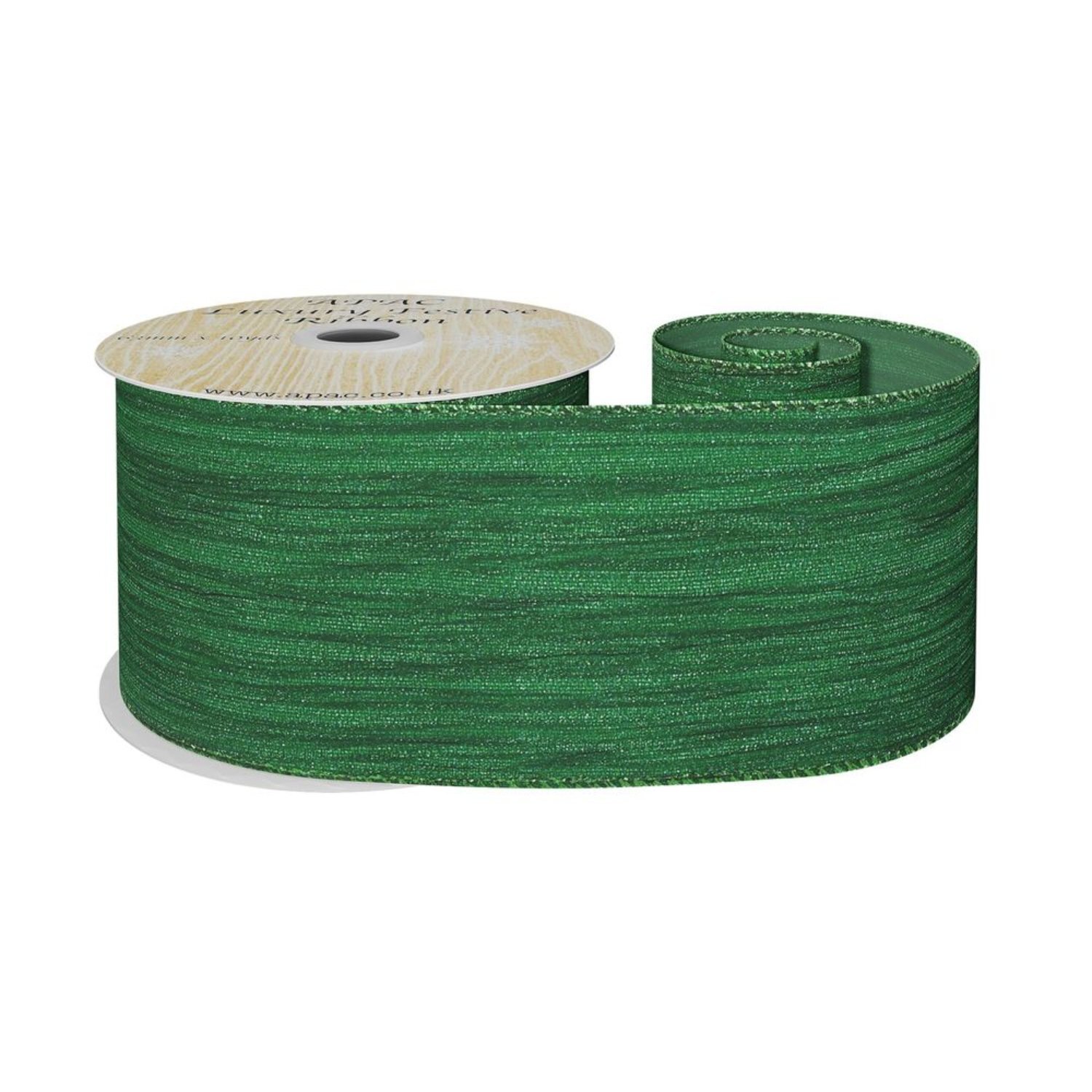 - Metallic Crinkle Ribbon 10YdGreen Wired Ribbon - Image 1