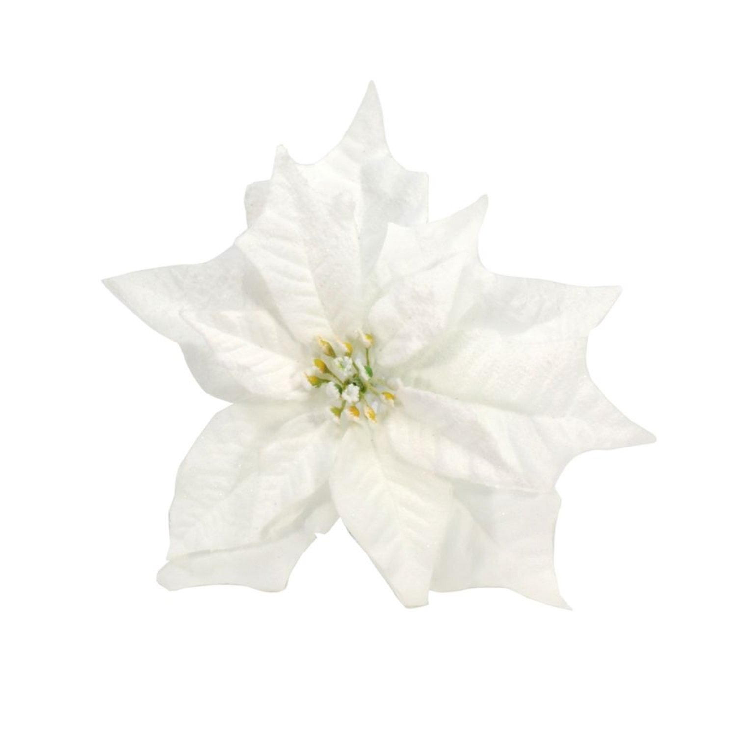 Kdmd Unisex White Snowy Poinsettia With Clip Dia25cm 2 Pack - Image 1