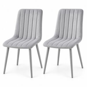 Modern Grey Velvet Dining Chairs Set of 2 Upholstered Kitchen and Dining Room Chairs