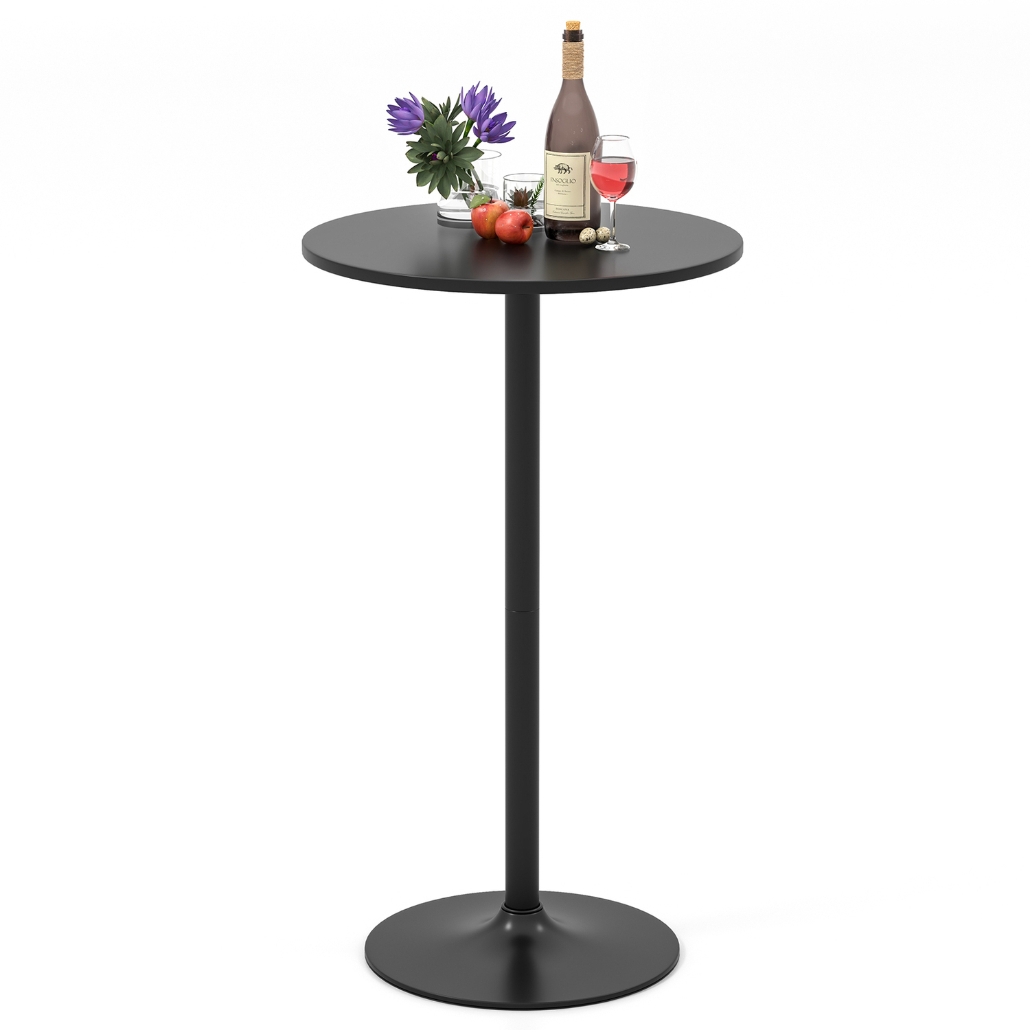 Costway Round Bistro Table Bar Height Cocktail Table - Black