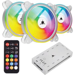 NEBULA-2 ARGB White Fan Kit 3x 120mm RGB PC Case Fans with Hub & Remote