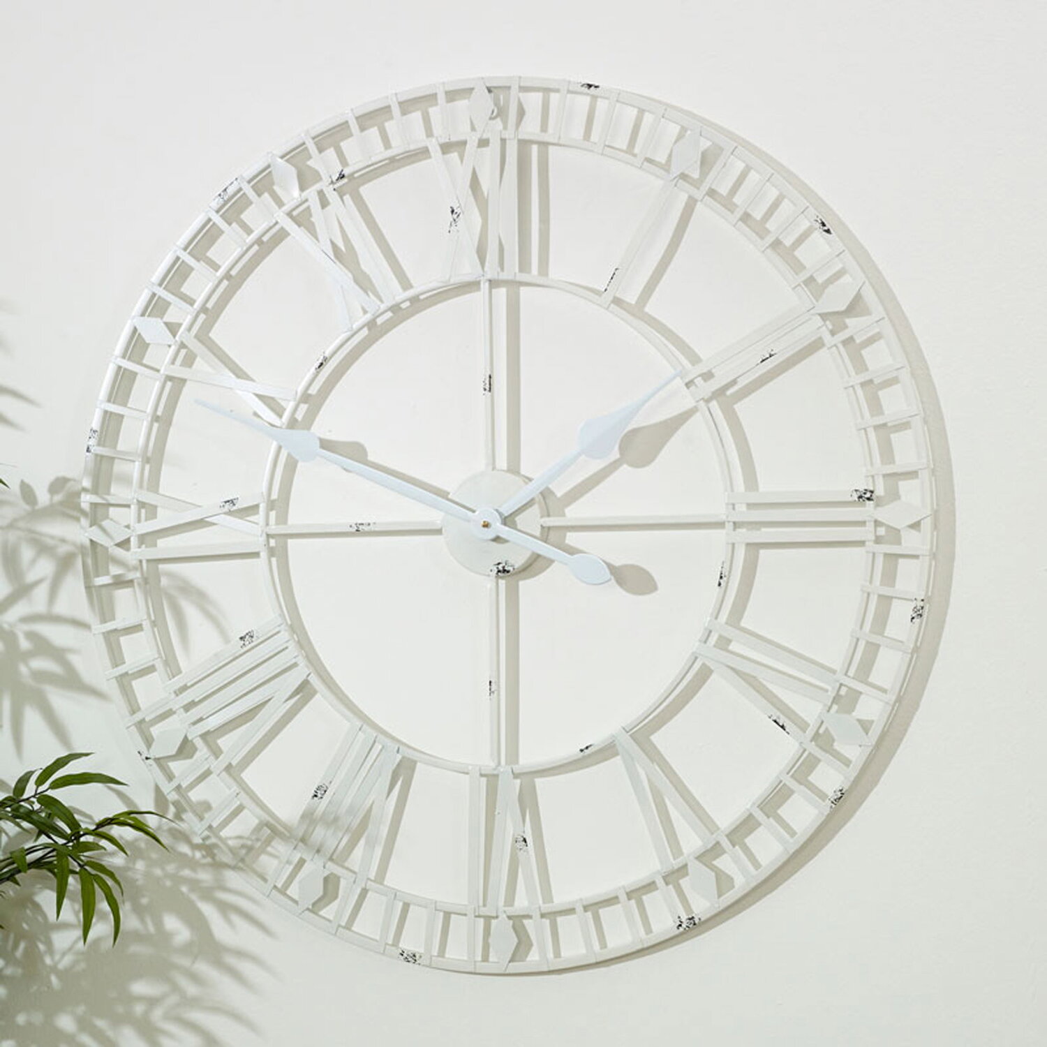 Melody Maison Large White Skeleton Wall Clock 80Cm X 80Cm - Image 1