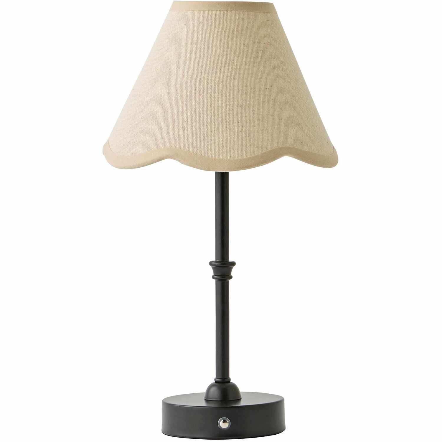 Valuelights Lowe Scallop Flower Fabric Shade Rechargeable Table Lamp - Black And Natural - Natural / 0.4Kg - Image 1