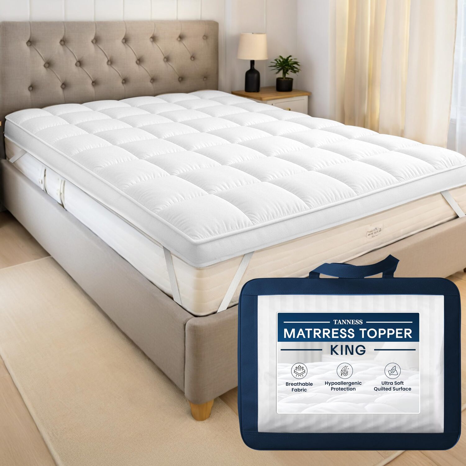 Tanness 10Cm Quilted Mattress Topper - King / King - Image 2