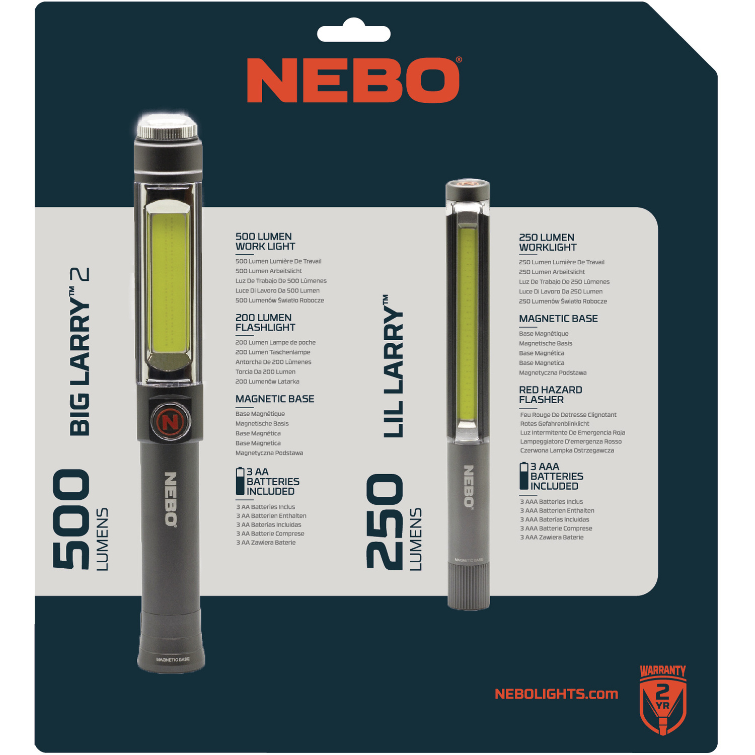 Nebo Big Larry 2 and Lil Larry LED Work Light Combo Pack with Magnetic Base - Image 4