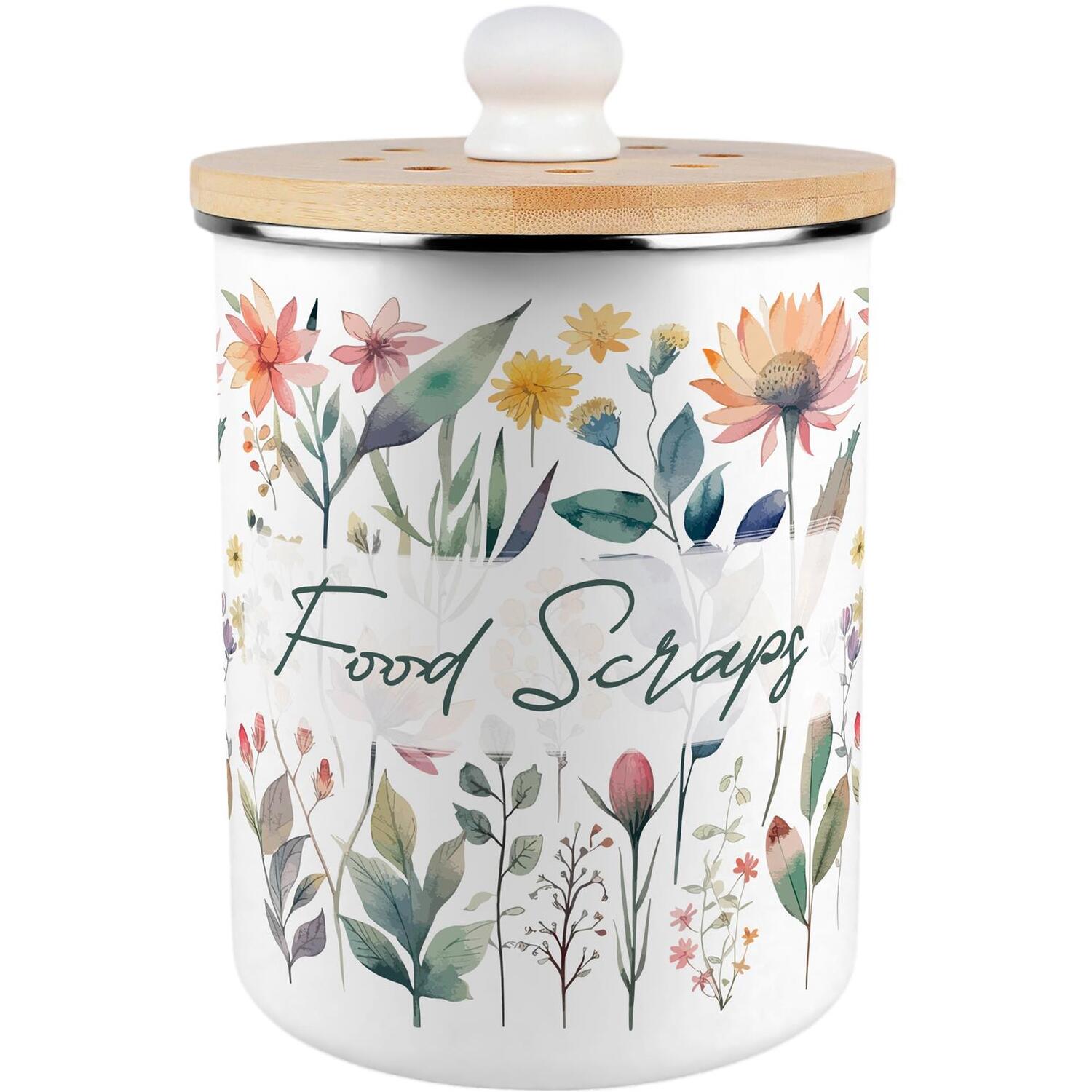 B&Q - Pastel Flowers Food Scraps CaddyDecorative Kitchen Compost Bin2L - Image 2
