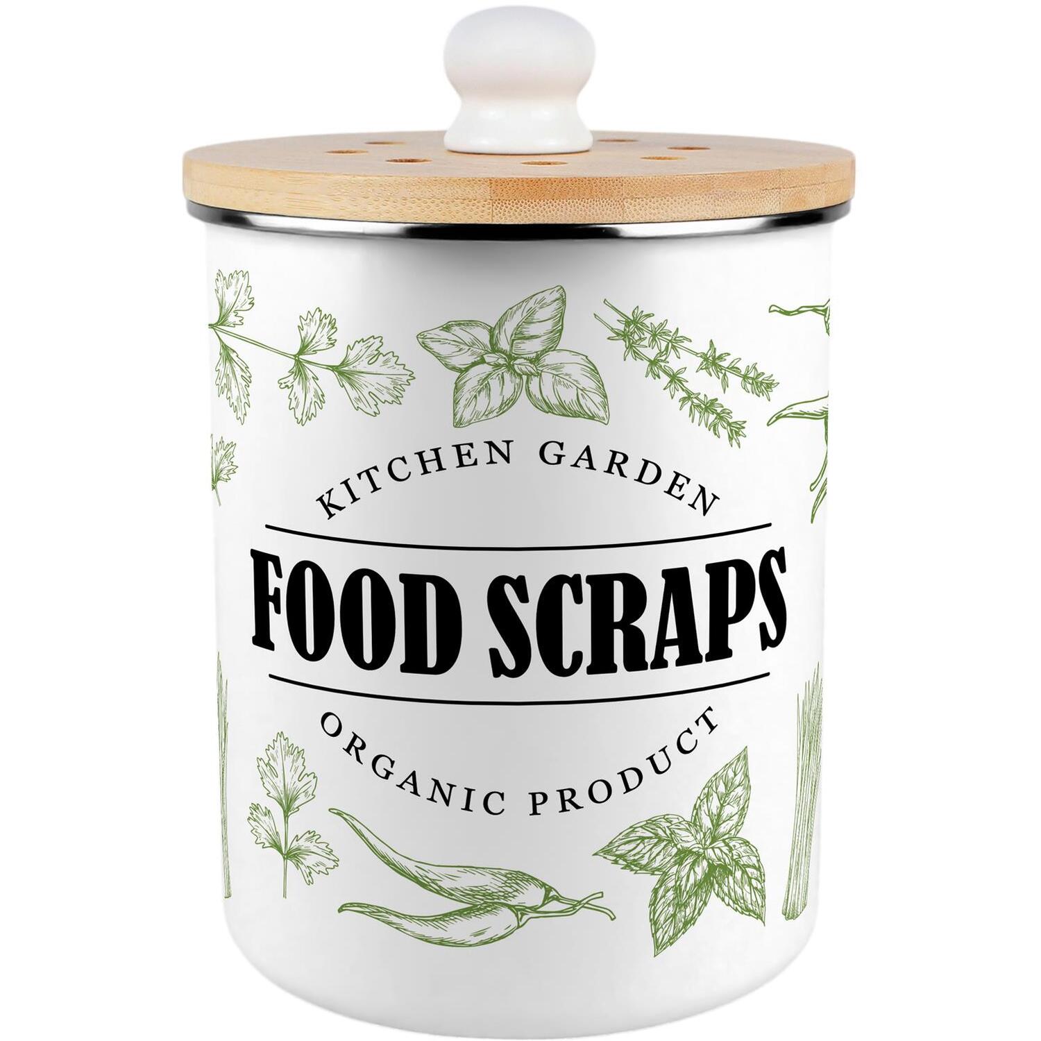 Green Label Herbs Food Scraps Caddy - Decorative Kitchen Compost Bin, 2L - Image 2