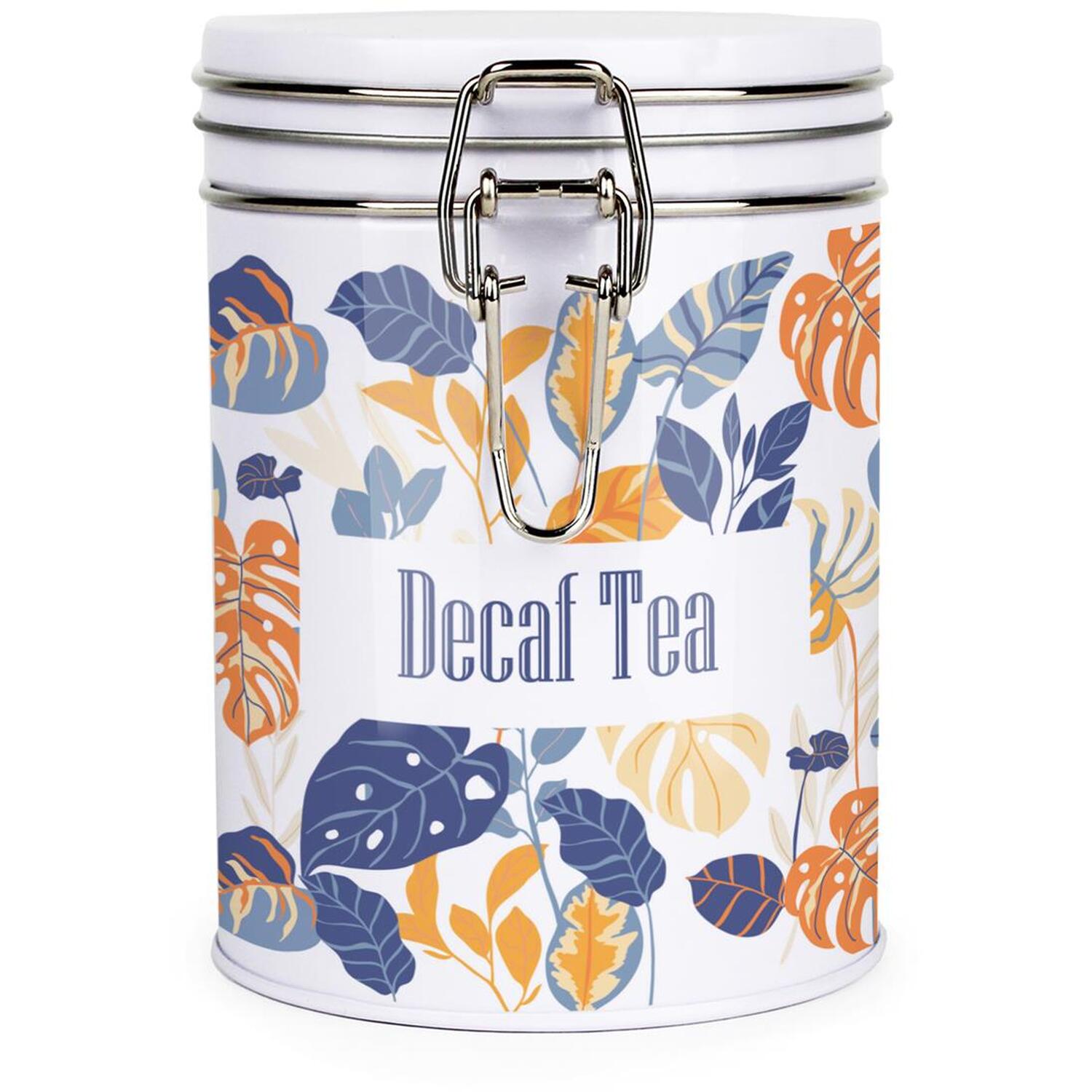 Purely Home Tropical Leaves Clip-Lid Kitchen Storage Canister - Decaf Tea
