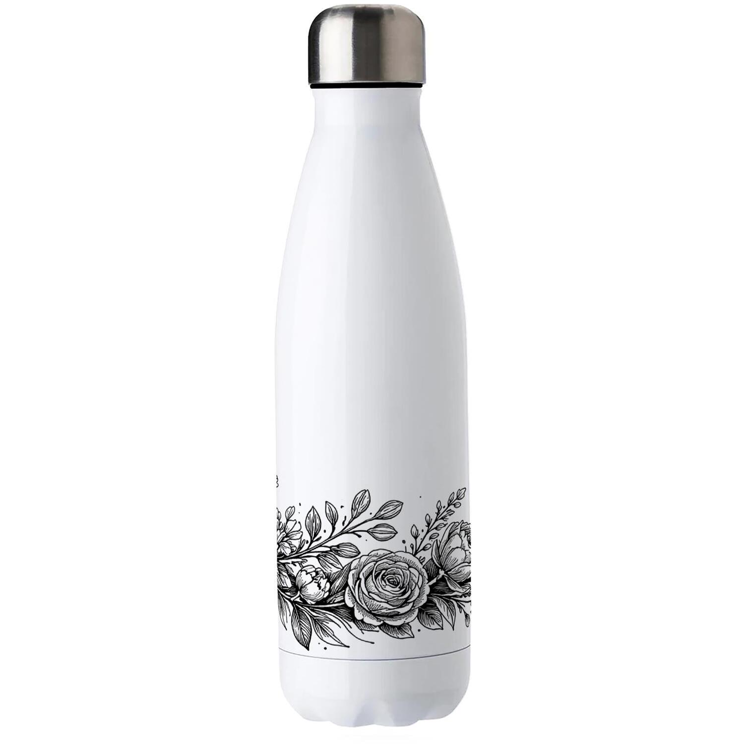 Butterflies & Flowers Metal Water Bottle - Stainless Steel Drink Bottle Gift - Image 2