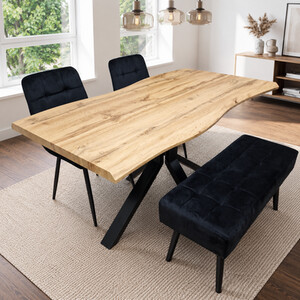 Wooden Dining Table with Chairs and Bench