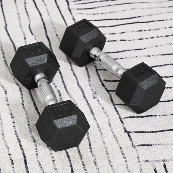 HOMCOM Hex Dumbbell Rubber Weights Sets
