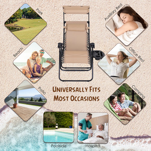 Beige Outsunny Zero Gravity Garden Deck Folding Chair shot 877865