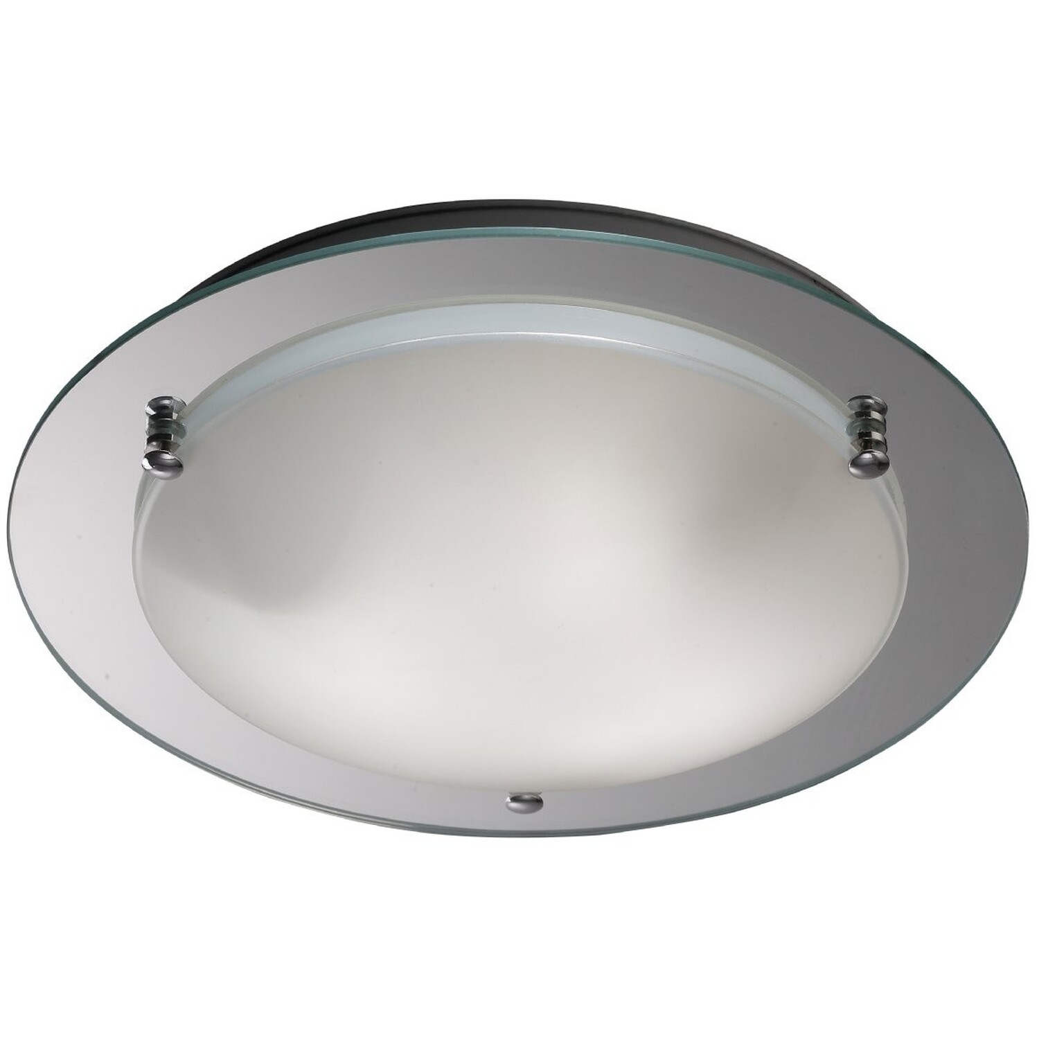 Brooklyn Flush Ceiling, 400mm Round, 3 Light E27 Polished Chrome - Polished Chrome