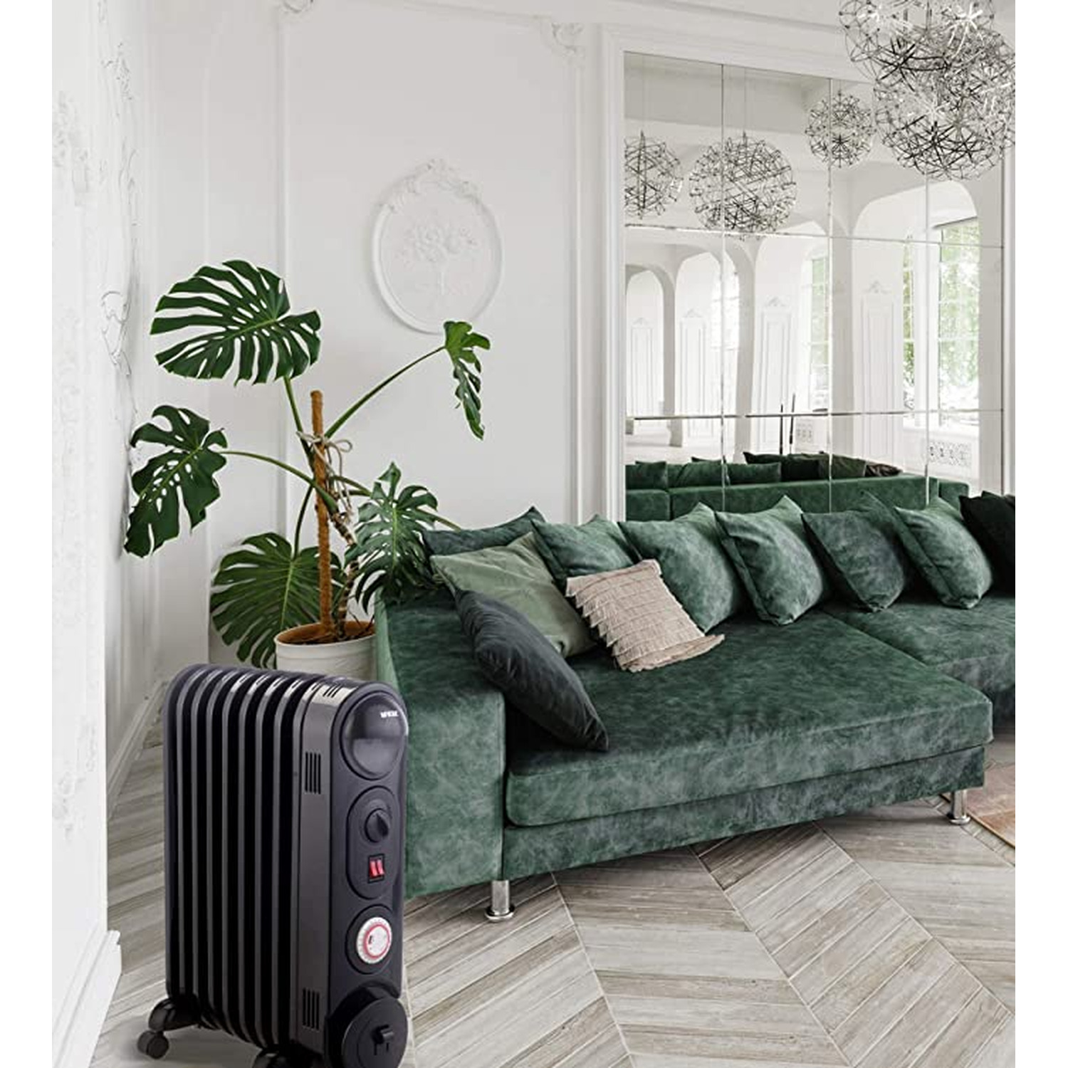 Oil Filled Radiator Electric Heater, Portable, Thermostat and 24hr Repeat  Timer