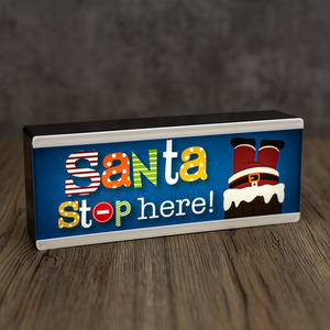 Light Up Room Sign Santa Stop Here