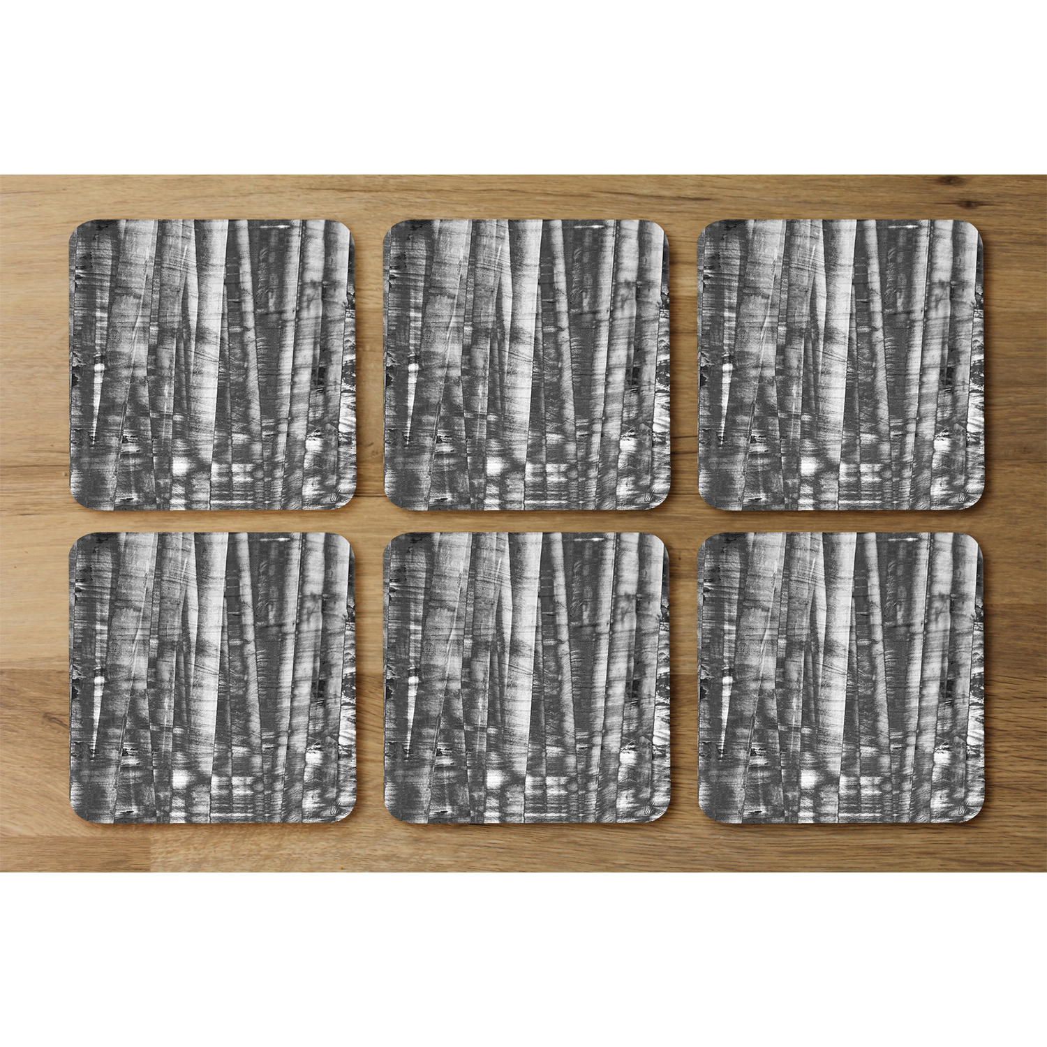 Black And White Bamboo Coaster - Black