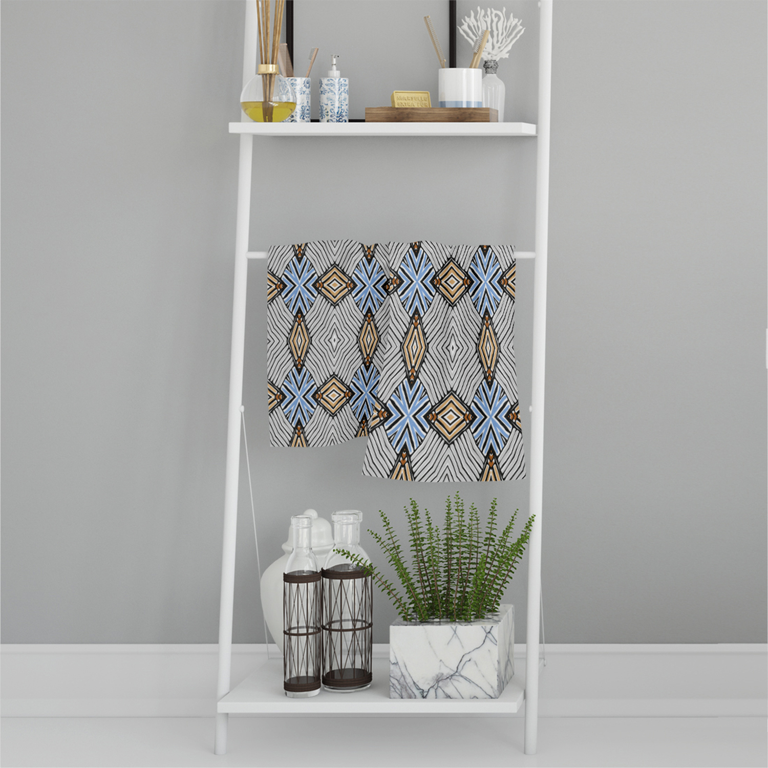 Abstract Geometric Roughly Hatched Shapes Bath Towel - Black