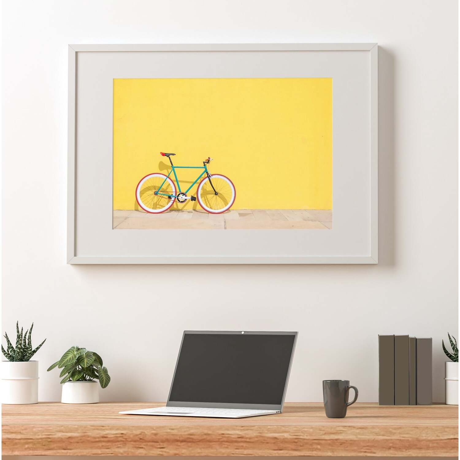 Warren Reed - Designer - Bike Against Yellow Art Print - Yellow / 42cm thumbnail
