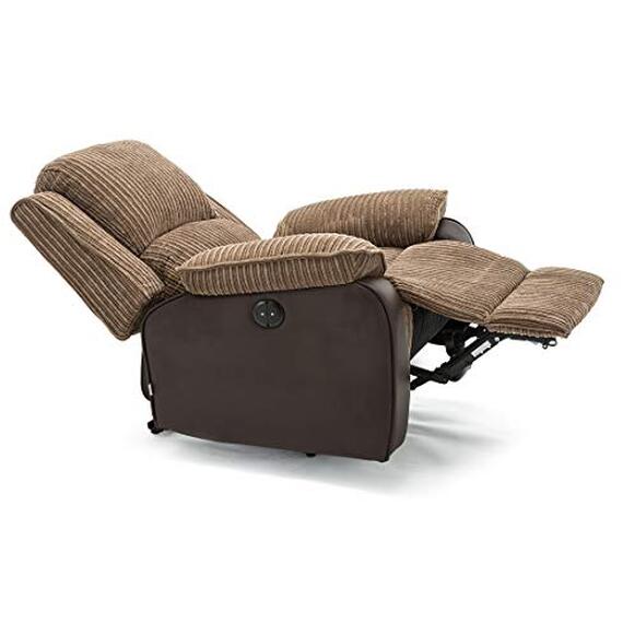 Postana High Back Electric Jumbo Cord Fabric Recliner 321 Sofa Armchair Set