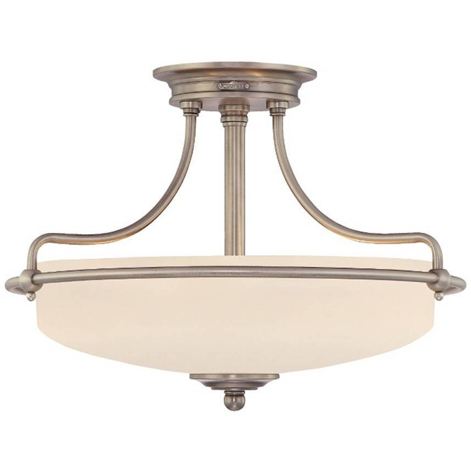 Griffin 3 Light Semi Flush Ceiling Light Antique Nickel, E27 - Antique Nickel
